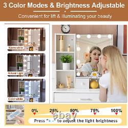 10 LED Light Mirror Small Vanity Set 2 Drawers &3. Shelves Dressing Makeup Table