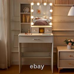 10 LED Light Mirror Small Vanity Set 2 Drawers &3. Shelves Dressing Makeup Table