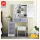 10 Led Mirror Sliding Mirror Dressing Table With 4 Drawers Makeup Desk Stool Set
