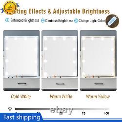 10LED Lighted Sliding Mirror Vanity Table Set Makeup Table 4 Drawers & Cabinet