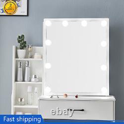 10LED Lighted Sliding Mirror Vanity Table Set Makeup Table 4 Drawers & Cabinet