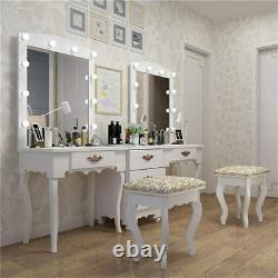 170cm High Gloss Modern Dressing Table White Makeup Vanity LED Desk Hair Salon