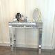 2 Drawers Dressing Table Mirrored Glass Dresser Vanity Table Sparkly Crystal