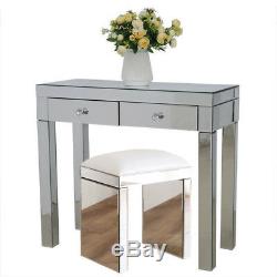 2 Drawers Glass Dressing Table Set / 3 Drawers Bedside Tables Cabinet Mirrored