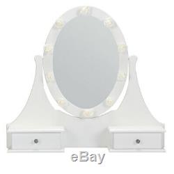 2 IN 1 Makeup Vanity Dressing Table Set Mirror LED Make Up Desk Cushioned Stool