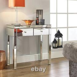 2Drawers Dresser Mirrored Dressing Table High Gloss Console Make-up Vanity Table