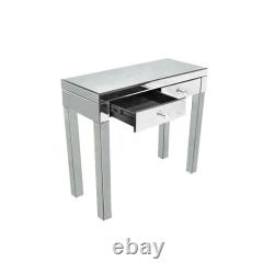 2Drawers Dresser Mirrored Dressing Table High Gloss Console Make-up Vanity Table