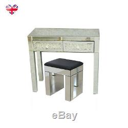 2xDrawers Mirrored Dressing Table Bedroom Console Vanity Make-up Desk with stool