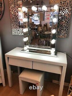 2xDrawers White Glass Dressing Table Bedroom Console Vanity Make-up Desk UK