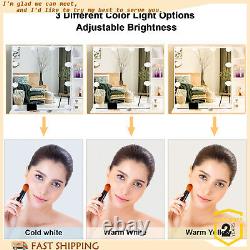 3 Color 10 LED Light Mirror Dressing Table Vanity Set with Stool White Makeup Desk