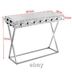 3D Glass Design Dressing Table Mirrored Bedroom Make-Up Console Vanity Table UK