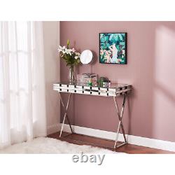 3D Glass Design Dressing Table Mirrored Bedroom Make-Up Console Vanity Table UK