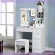 6-drawer Makeup Dressing Table Vanity Set With Led Lighted Hollywood Mirror Stool