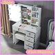 6-drawer Vanity Dresser Table Makeup Desk With 10 Led Bulbs Mirror Set And Stool