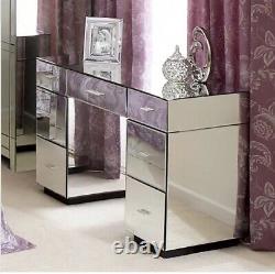 7 Drawer Mirrored Dressing Table Silver Venetian Bedroom Furniture