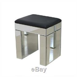 Anjohn Mirrored Glass 2 Drawer Dressing Table Stool (WithB)&Glass Desk Set