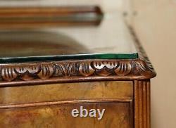 Antique Burr Walnut Dressing Table Sublime Quality with Trifolding Mirrors