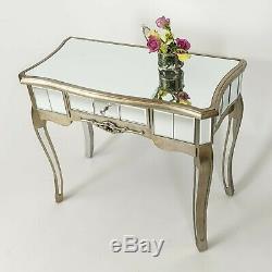 Antique Champagne Pale Gold Mirrored Glass Hall Side Console Dressing Table