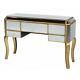 Antique Gold Mirrored Glass Dressing Table Console Desk Hall