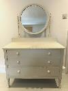Antique Painted Chest Of Drawers / Dressing Table With Mirror, Shabby Chic