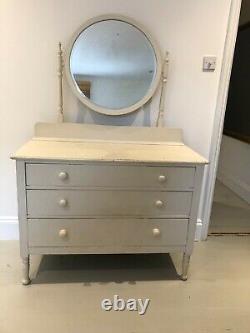 Antique Painted Chest of Drawers / Dressing Table with Mirror, Shabby Chic
