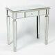 Antique Silver Champagne Mirrored 1 Drawer Console Side Dressing Hall Table Desk