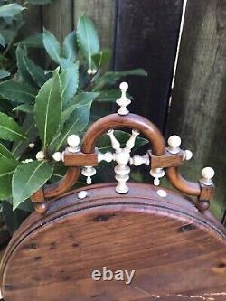 Antique Victorian shaving dressing table mirror stand fruitwood barber gothic