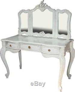 Antique White Mahogany Reproduction Victorian Dressing Table + Mirror