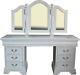 Antique White Mahogany Reproduction Victorian Dressing Table + Mirror + Stool