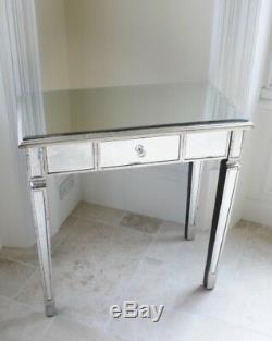Antique mirrored 2 drawer console table, 2 drawer hall dressing table