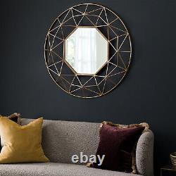 Aphelion Large Gold Metal 3D Frame Round Modern Contemporary Wall Mirror 36