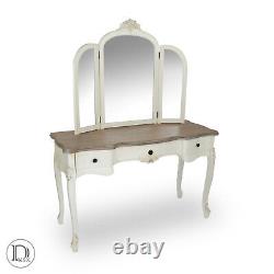 Appleby White Three Drawer Dressing Table With Decorative Tri-Mirror Bedroom