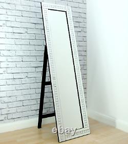 Argenta Silver Crystal Glass Cheval Dress Freestanding Floor Mirror 150cm x 40cm