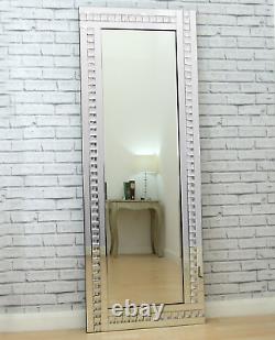Argenta Silver Crystal Glass Frame Full Length Leaner Wall Mirror XL 180 x 69cm