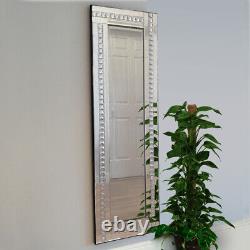 Argenta Silver Crystal Glass Frame Long Full Length Wall Dress Mirror 120 x 40cm