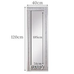 Argenta Silver Crystal Glass Frame Long Full Length Wall Dress Mirror 120 x 40cm