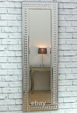 Argenta Silver Crystal Glass Frame Long Full Length Wall Dress Mirror 120 x 40cm