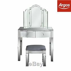Canzano 3 Piece Dressing Table Package, Canzano Mirrored 3 Drawer Dressing Table Set