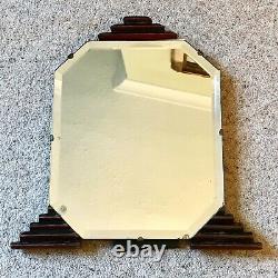 Art Deco Self Standing Vanity Dressing Table Mirror With Stepped Legs & Finial