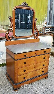 Beautiful French Biedermeier Marble Top Chest of Drawers / Dressing Table Mirror