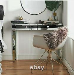 Beautify Black Mirrored Dressing Table/Console/Vanity/Desk 2 Storage Drawers