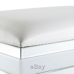 Beautify White Mirrored Furniture Dressing Table Stool Bedside Nightstand