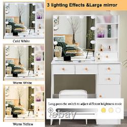 Bedroom Dressing Table 10 LED Lights Vanity Desk Mirror Makeup Desk White