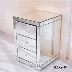 Bedroom Furniture Mirrored Drawers Bedside Table Glass Drawers Dressing Table