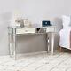 Bedroom Mirrored Glass Dressing Table Cushioned Stool Make Up Mirror Vanity Set
