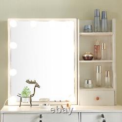 Bedroom Organizer Makeup Dressing Table Vanity with 10 Dimmable LED Lighted Mirror