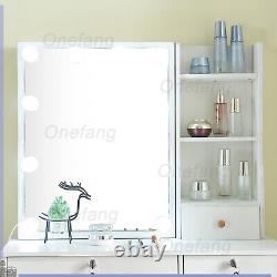 Bedroom Vanity Dressing Table Set with LED Sliding Mirror & 4 Drawers Makeup Desk