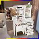 Bedroom Vanity Set With Led Dimmable Bulbs Mirror Modern Makeup Dressing Table