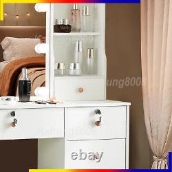 Bedroom Vanity Set with LED Dimmable Bulbs Mirror Modern Makeup Dressing Table