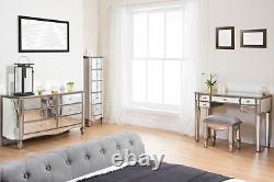 Birlea Elysee Mirrored 5 Drawer Dressing Table Mirror Furniture Crystal Handle